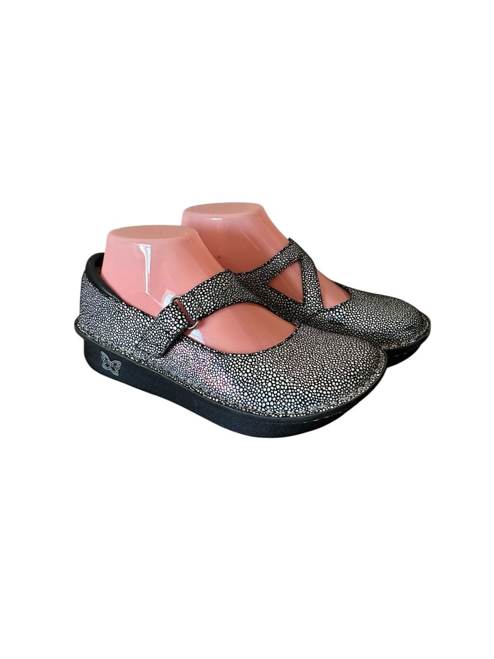 Alegria Black and White Sparkle Mary Jane Comfort Shoes Woman’s Size 5.5